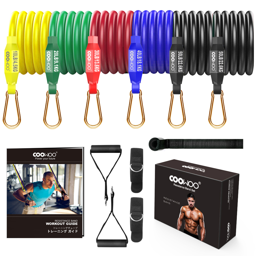 COOWOO Exercise Resistance Bands Set 13 Pack Stackable Resistance Bands with Home Gym Work Out Equipment for Fitness